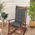 Non-Slip Rocking Chair Cushion Set with Thick Tufted Design, Set of Seat & Back Cushion with Ties for Rocking Chair Cushions Indoor,Classic Linen Fabric(21×17/17×17,Dark Gray)