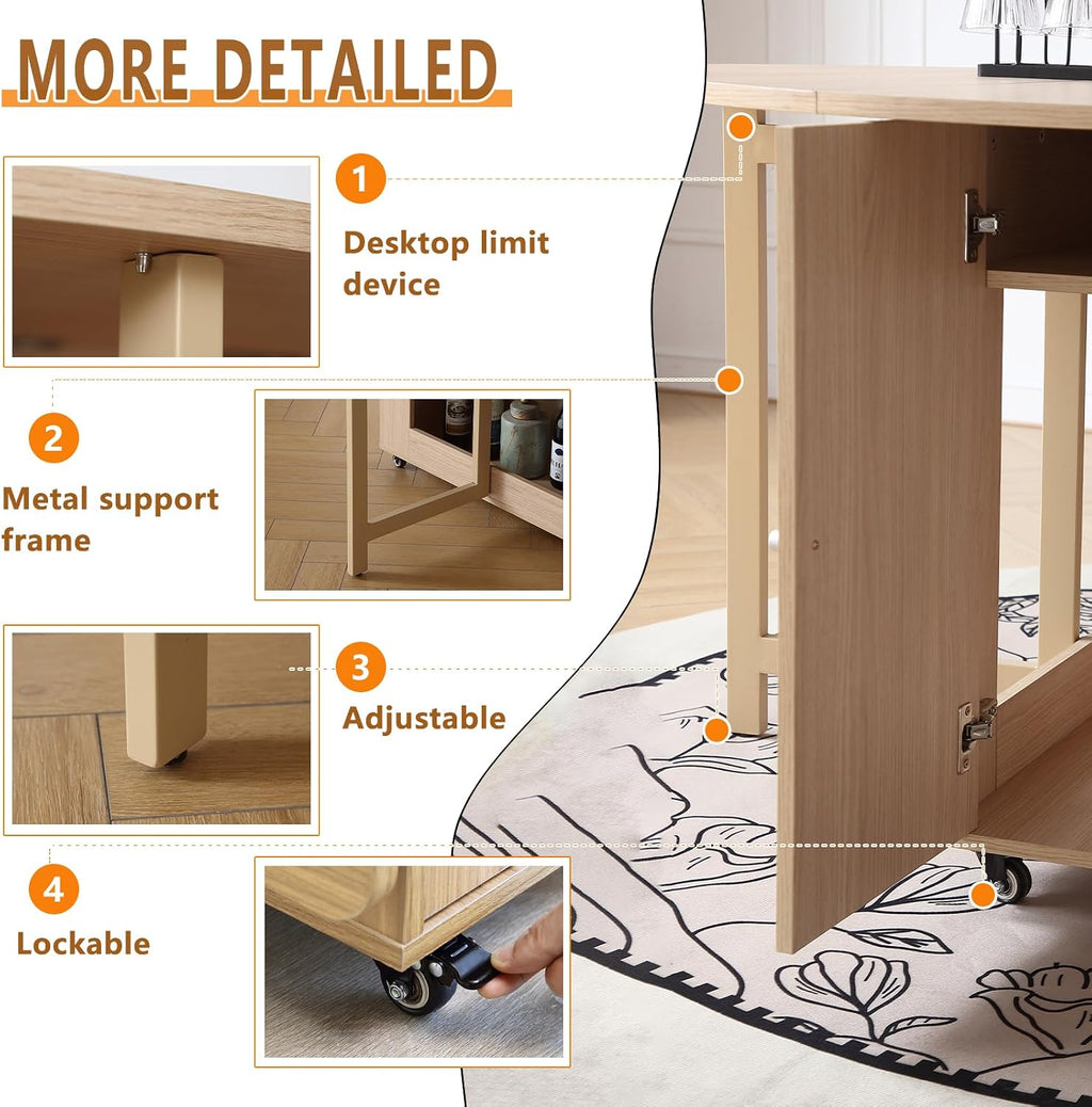 COMUHOME Wood Round Folding Dining Table with 2 Chairs, 47.3" Folding Table and Chairs with Storage Shelf Metal Legs for Home Dining Room Living Room, Space Saving Foldable Dining Table with 2 Chairs