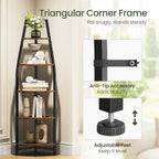 CHOEZON Corner Shelf with Lights, Corner Bookshelf with Metal Frame, 5-Tier Tall Ladder Shelf, Storage Rack for Home Office, Bedroom, Living Room, Rustic Brown and Black TCJ71DBF