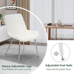 Vogue Furniture Direct Modern Dining Chairs Set of 2 - PU Leather Upholstered Armless Side Chairs with Metal Legs, Accent Chairs for Dining Room, Kitchen, Living Room (White, Silver Legs)