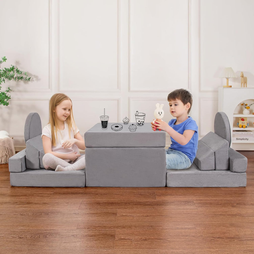 Kids Play Couch 15PCS, Modular Foam Sofa, Convertible Kids Play Set | Kids Play Couch 15PCS, Convertible Kids Furniture, Ideal for Playroom, Reading, Playing and Relaxing