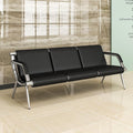 kinbor Waiting Room Chairs - 3 Seat Reception Bench Office Chair with Armrest, PU Leather Office Guest Seating Furniture for Salon Airport Hospital Bank, Black