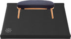 Mindful Modern Bamboo Bench and Zabuton Meditation Mat Bundle - Small Kneeling Meditation Bench with Locking Magnetic Hinges - Wooden Kneeling Ergonomic Bamboo Seiza and Mat for Meditation