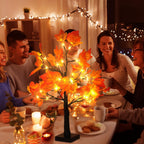 4Pcs Fall Lighted Maple Tree Decor 2FT96LED USB&Battery Operated Artificial Autumn Light up Trees Lights for Harvest Thanksgiving Decorations Tree Lights Table Light House Party Indoor Room Home Deco