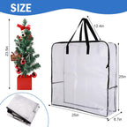 2 Pack 25 inches Wreath Storage Container,Extra Large Transparent Rectangular Christmas Ornament Storage Bags with Zipper and Handles,Perfect for Wreaths,Garlands,Gifts,Waterproof,Foldable