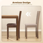 HOMCOM Dining Chairs Set of 2, Upholstered Kitchen Chairs with Rubberwood Frame, Padded Seat and Slat-Back for Living Room, Dining Room, Kitchen, Walnut
