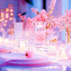 UDU 24 Pcs Floating Candles for Centerpieces and Floating Flowers for Centerpieces Artificial Flower Head for Home Birthday Wedding Party Table Decor Pink