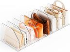 Yieach 2 Pack Purse Dividers for Closet - Adjustable Closet Purse Organizers and Storage Rack,Acrylic Clear Shelf Dividers for Closet Organization,Towel,Pocketbook,Wallet,Bag Shelf,Clutch Organizer