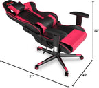 Professional Pink Gaming Chair - Leather Gaming Chair with Adjustable Height and Headrest Support