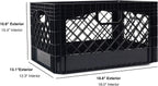 Stackable Milk Crates, 3 Pack, Kitchen Work Commercial Garage Totes, 24 Quart, Heavy Duty Plastic, Black, 19" L x 13" W 11" H