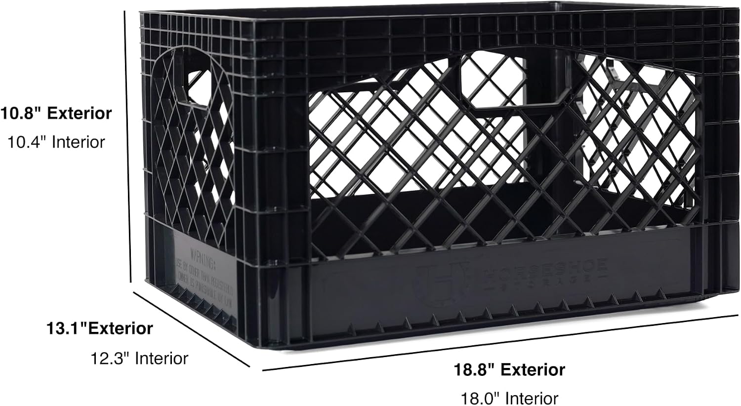 Stackable Milk Crates, 3 Pack, Kitchen Work Commercial Garage Totes, 24 Quart, Heavy Duty Plastic, Black, 19" L x 13" W 11" H