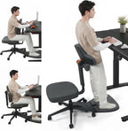 Newtral Standing Mate Chair, 6-in-1 Ergonomic Office Chair with 167° Lockable Flip Backrest, Multi-Position Stool for Standing Desk, Active Posture Support for Sit-Stand-Lean,Wide Seat