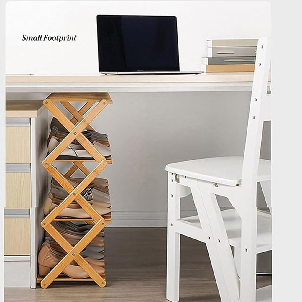 Stylish Bamboo Folding Shoe Rack - Space-Saving 3/4/5/6 Tier Storage Bench for Hallway & Entryway - 50cm/70cm/100cm Wide Sturdy nizer for Small Spaces