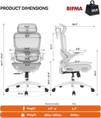 SIHOO B100 Office Chair, Ergonomic Office Chair Without Footrest, Computer Chair with Wide Headrest & Adaptive Lumbar Support, Flip-up Armrests, Swivel Desk Chair for Long Hours, Grey