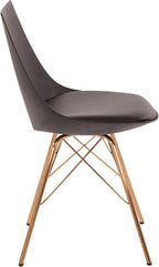 OSP Home Furnishings Oakley Mid-Century Modern Bucket Dining Chair with Faux Leather Padded Seat, Black