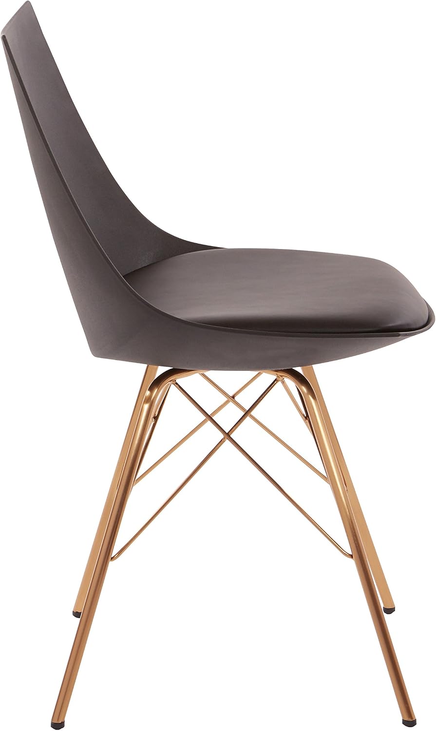 OSP Home Furnishings Oakley Mid-Century Modern Bucket Dining Chair with Faux Leather Padded Seat, Black