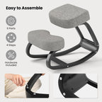 Goplus Ergonomic Kneeling Chair, Rocking Posture Chair w/Soft Seat & Pads, Wooden Backless Knee Chair for Home Office Study