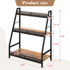 3-Tier (Safe Height for Kids & Pets) Expanded Liquor Stand, Trapezoid Wine Rack Freestanding Floor, Large-Capacity Bar Stand for Liquor Whiskey Wine Storage, Vintage Liquor Cabinet Bar for Home