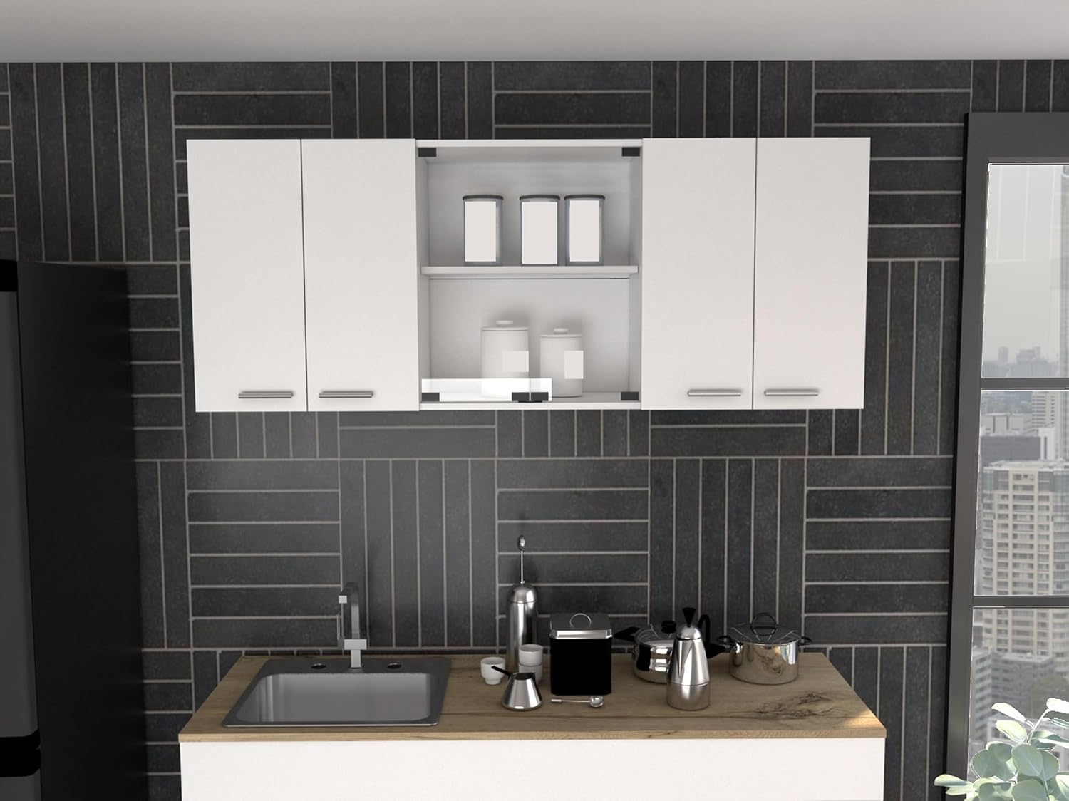 Modern Wall Cabinet, Four Interior Shelves, for Kitchen Dining Room,for Kitchen Home