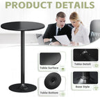 Flamaker Round Bistro Pub Table Modern Style Metal Base MDF Top Cocktail Bar Table Counter Bar Height for Pub, Dining Room, Party (2, Full Black)