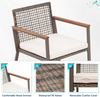 Verano Garden 3 Pieces Rocking Bistro Set, Outdoor Conversation Bistro Chairs and Table Set with Wood Armrest and Soft Cushions, Small Porch Set Balcony Set for Garden, Patio, Yard