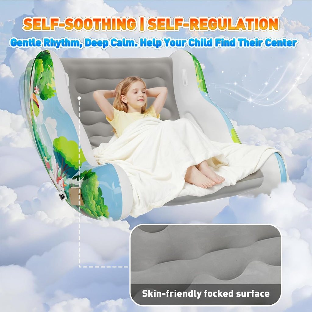 Sensory Chair for Kids, Inflatable Rocking Chair for Kids with Autism & ADHD, Air Cloud Rocker for Toddler as 3 4 5 6 7 8 Year Old Boy Girl Gifts, Autism Sensory Products Training Body Coordination