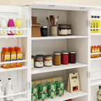 50" Tall Wooden Storage Cabinet with 2 Doors and 2 Adjustable Shelves, 4-Tier Kitchen Pantry Storage Cabinet for Kitchen, Living Room, Dining Room and Office, 23.62 inch