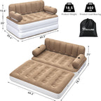 YITAHOME Queen Size Air Sofa Bed Mattress with Headboard and Pump, Blow Up Couch Inflatable Bed for Home Living Room, 79" x 60" x 25" (Expanded Size, Brown)