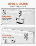 VEVOR Storage Trunk, Set of 2, Wooden Suitcase Storage Boxes with Padlocks, Large Trunk Includes Casters and 3 Metal Handles, Decorative Store Chest with Lids for Travel, Apartment, Dorm, White