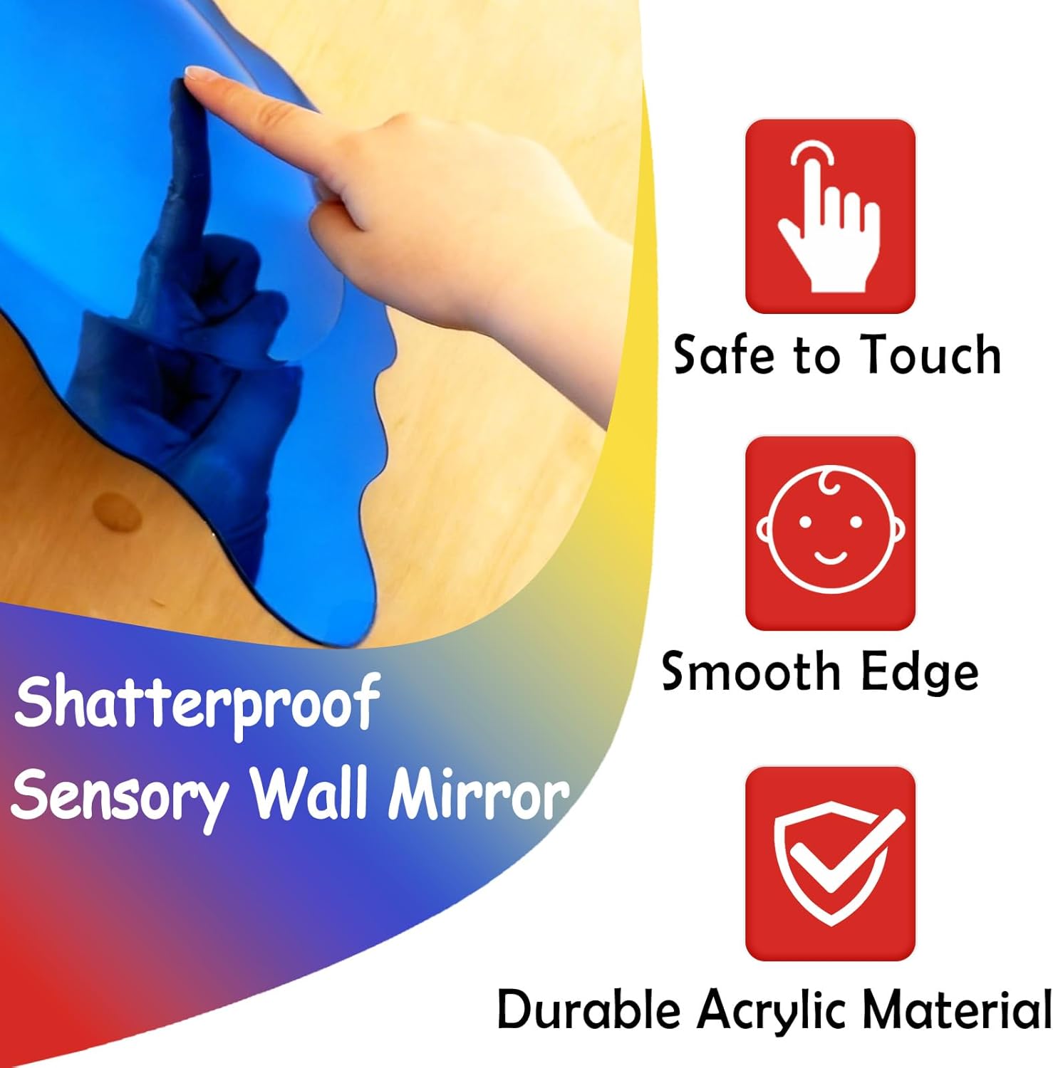 3 PCS Sensory Wall Mirror, 10″ x 10″ Acrylic Shatterproof Bubble Mirror for Classroom, Sensory Room Must-Have, Visual Tactile Stimulation Item for Play Room, Calming Corner