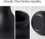 Black Ceramic Bud Vase Set of 10, Small Vases for Pampas Grass, Flowers, Mini Vases for Modern Home Decor, Minimalist Decor, for Living Room, Dining Table & Shelves