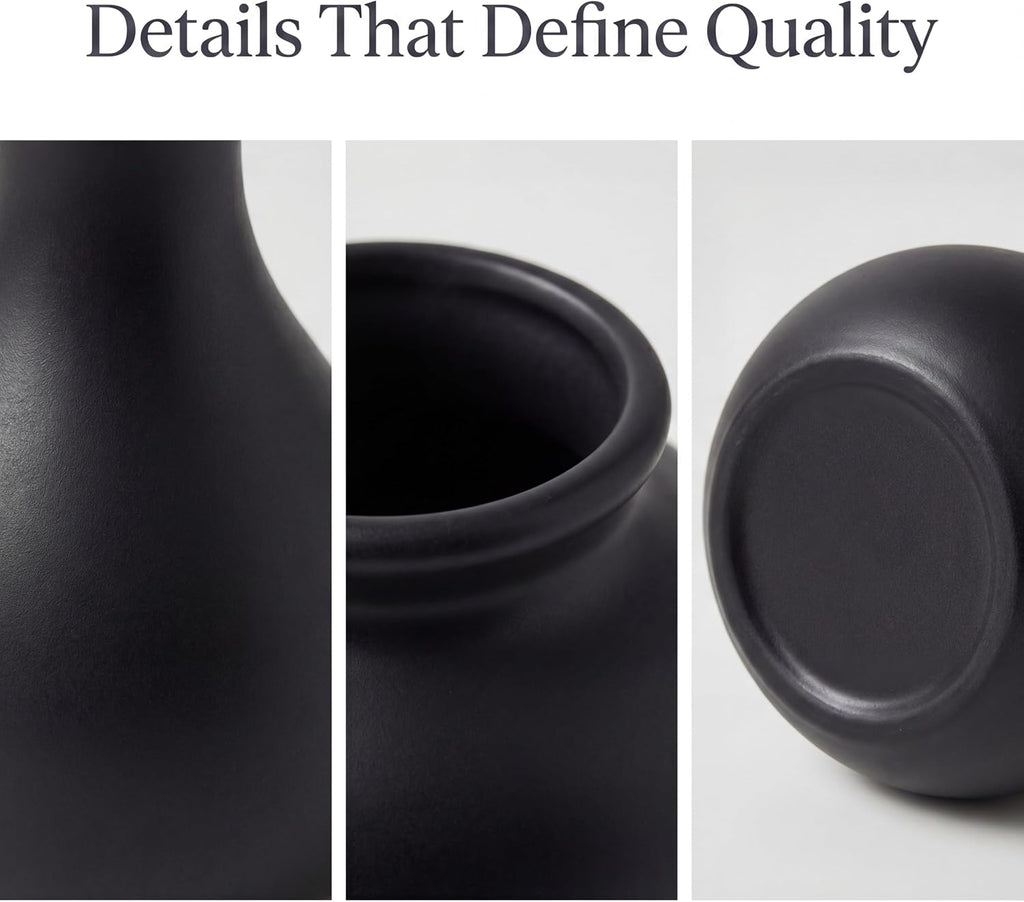 Black Bud Vases, Small Ceramic Vase Set of 11, Mini Pottery Vases for Flowers, Minimalist Boho Small Pampas Grass Flower Vase for Farmhouse Home Decor, Wedding Centerpiece, Shelf and Table Decoration