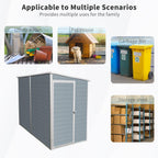 4x8 FT Outdoor Resin Storage Shed - Waterproof Garden Sheds with Lockable Double Doors,Windows and Floor for Lawn, Backyard, Patio, Tool Storage Use,Gray