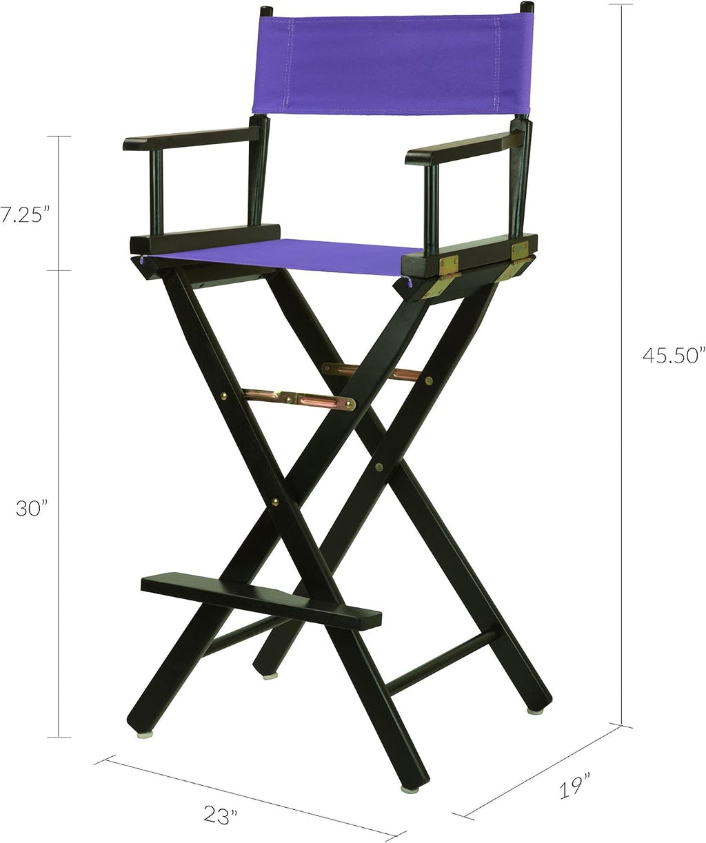 Casual Home 230-02/021-41 Black Frame-Purple Canvas Director Chair 30" - Bar Height BlackFrame