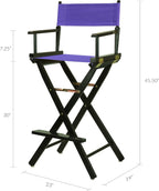 Casual Home 230-02/021-41 Black Frame-Purple Canvas Director Chair 30" - Bar Height BlackFrame