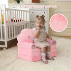 MOONBEEKI Toddler Chair Comfy，Foldable Princess Couch for Girl, Toddler Recliners for Kids Over 18 Months, Kids Furniture for Bedroom and Playroom, Pink