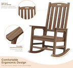 Psilvam Oversized Outdoor Rocking Chair, HDPE Porch Rocker (Dark Brown) | High Back Rocking Chairs for Adult, 350lbs Weight Capacity, All-Weather Patio Rocker for Garden Balcony