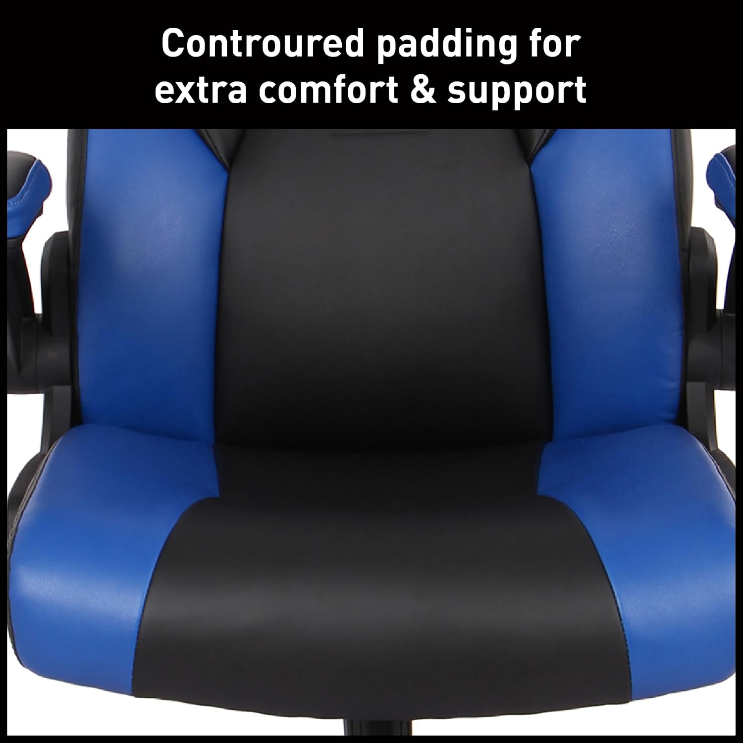 RS Gaming™ RGX Faux Leather High-Back Gaming Office Chair, Black/Blue, BIFMA Compliant