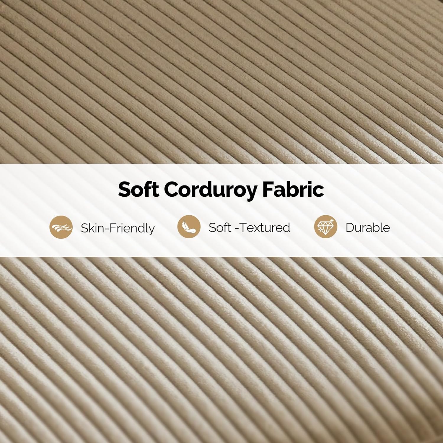 VINGLI Movable Ottoman for Corduroy Cloud Sectional Couches,Khaki