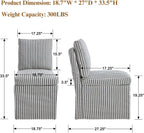 Slipcovered Dining Chairs Set of 2, Farmhouse Upholstered Dining Chair with Solid Wood Legs, Soft Padded Armless Side Chair for Dining/Living/Reading Room, Banquet, Blue Stripe