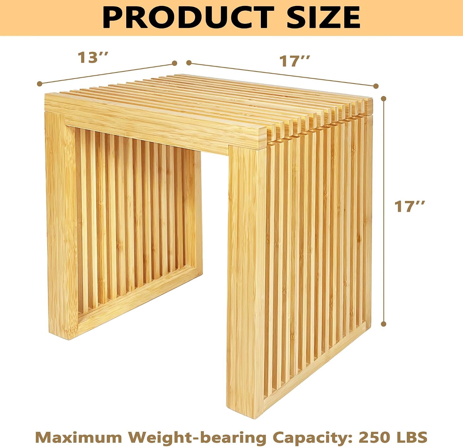 Bamboo Dining Bench Woodden Bench Seat for Kitchen, Living Room, Dining Room, Natural Bamboo