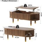LED TV Stand and Coffee Table Set of 2, Lift Top Coffee Table with Storage, TV Console Table with Power Outlet Living Room Table Sets for Living Room, Bedroom, Home Office, Walnut