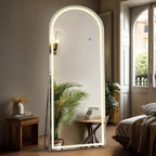 Arched Full Length Mirror with LED Lights, 20"x63" Floor Standing or Wall Mounted Dressing Mirror, 3 Color Lighting Modes for Bedroom, Living Room, Bathroom