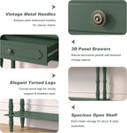 Console Table with 2 Drawers & Open Shelf, Green Retro Entryway Table with Storage Cabinets, Narrow Long Couch Table Behind Sofa for Living Room, Foyer, Hallway