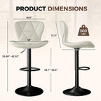 Miereirl Modern 3-Piece Bar Table Set, 55" Faux Marble Pub Dining Table with 2 Swivel Adjustable Barstools, PU Leather Counter Height Chairs with Footrest & Backrest for Kitchen, Dining Room