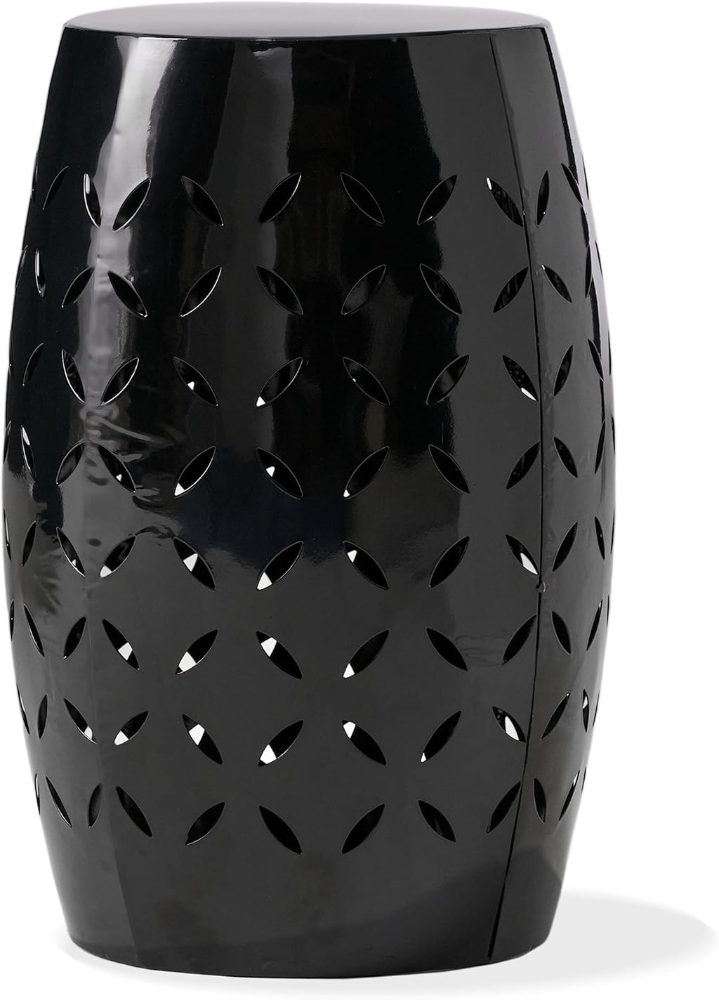 12" Weather Resistant Side Table, End Table with Metal Craft, Accent Table with Cutout Pattern for Indoor Outdoor Living Spaces, Black