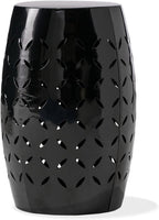 12" Weather Resistant Side Table, End Table with Metal Craft, Accent Table with Cutout Pattern for Indoor Outdoor Living Spaces, Black