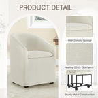 KISLOT Upholstered Dining Chairs with Casters, Washable Cover Modern Dining Room Chairs with Barrel Backrest & Dual Armrest for Kitchen, Living Room, Bedroom, Linen Fabric, 4PCS