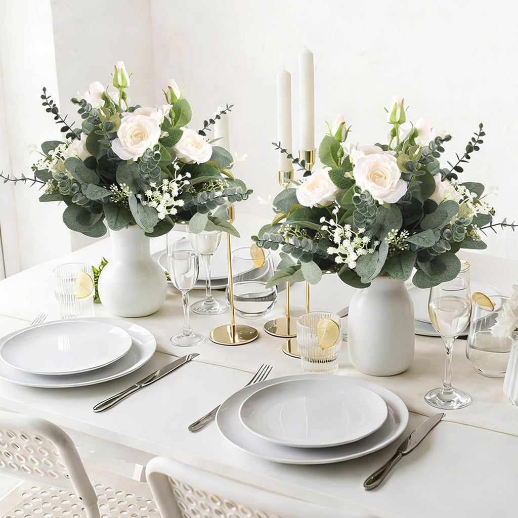 Consevisen 120 Pcs Eucalyptus Stems Artificial Flowers, 5 Kinds Mixed Faux Eucalyptus Leaves Greenery Stems Bulk for Wedding Bouquet, Table Centerpieces, Vase Floral Arrangements, Farmhouse Home Decor