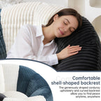 Swivel Giant Bean Bag Chair for Adults, Oversized Corduroy Boneless Chair Plush Round Soft Floor Chair Beanbag Sofa Lounge for Living Room, Bedroom, Game Room, Blue and Grey